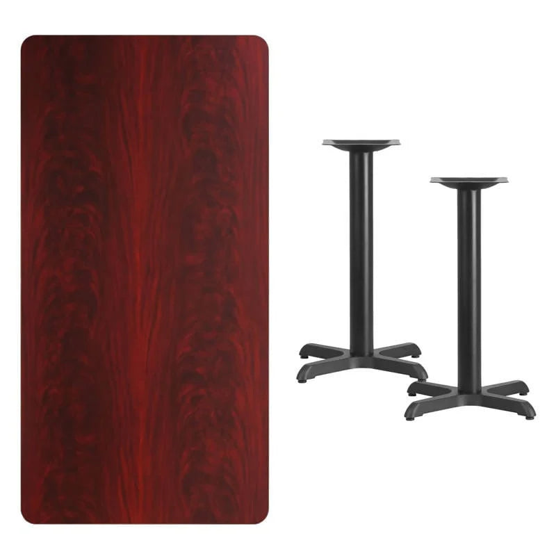 30'' x 60'' Rectangular Black Laminate Table Top with 22'' x 22'' Table Height Bases [XU-BLKTB-3060-T2222-GG] Pie's Variety Store