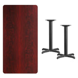 30'' x 60'' Rectangular Black Laminate Table Top with 22'' x 22'' Table Height Bases [XU-BLKTB-3060-T2222-GG] Pie's Variety Store