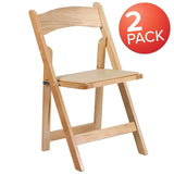 2 Pk. HERCULES Series Natural Wood Folding Chair with Vinyl Padded Seat [2-XF-2903-NAT-WOOD-GG] Fl Furniture