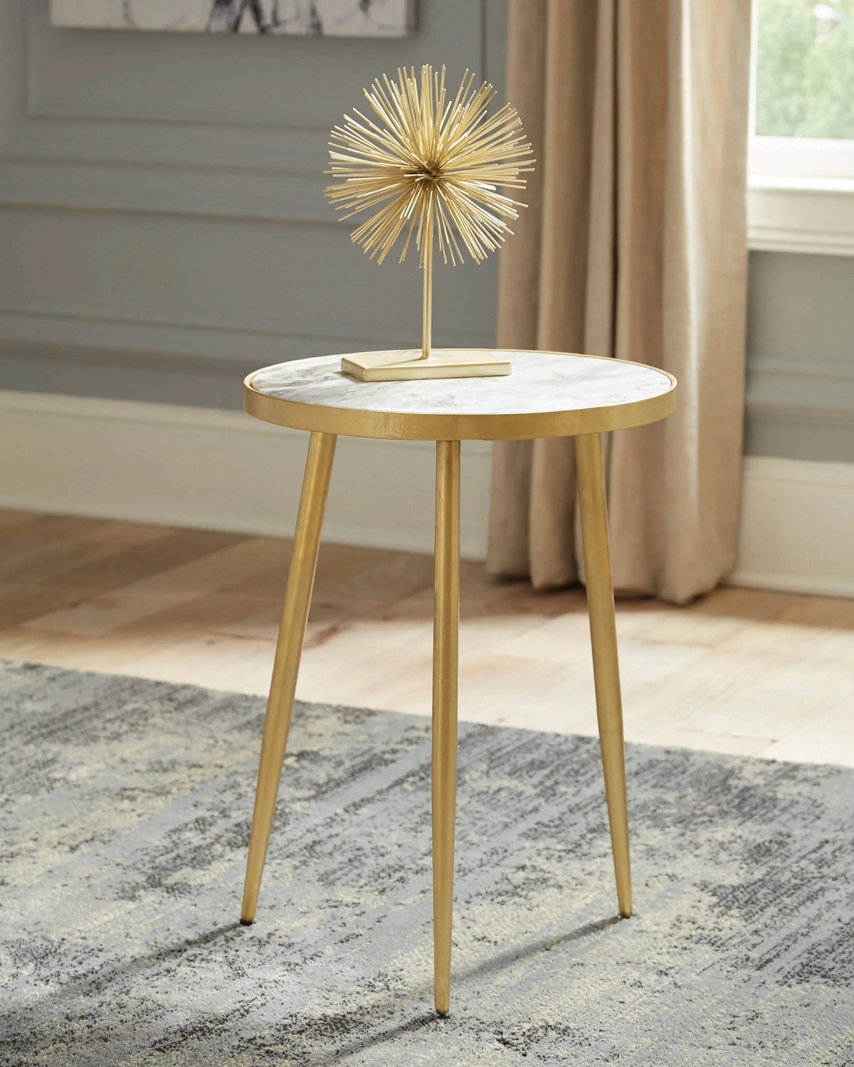 Round Accent Table White And Gold - 930060 Pie's Variety Store